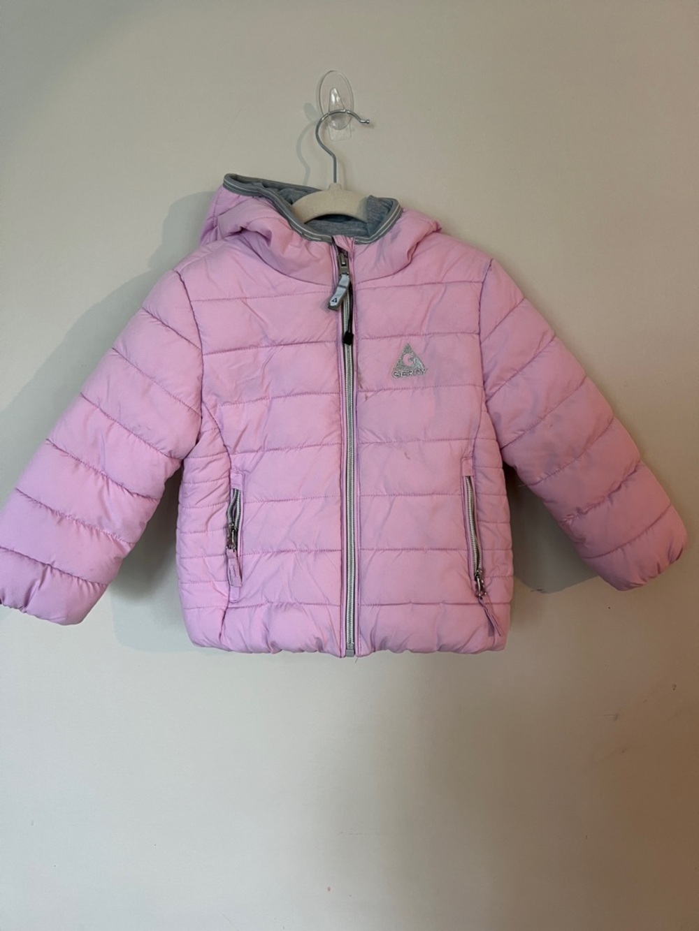 Girls Light Pink Quilted Puffer Jacket with Hood